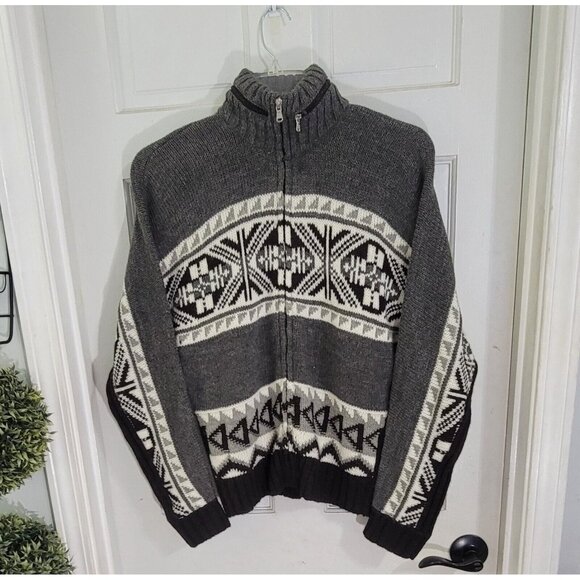 Lauren Ralph Lauren Active Womens Gray Nordic Full Zip Sweater Hidden Hoodie XL - Picture 4 of 10